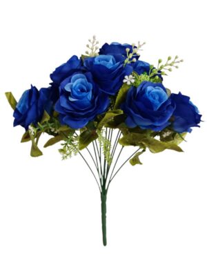 10 Head Artificial Rose Bunch Dark Blue (More Than 12 = £3.50 each)