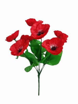 32cm Poppy Bush-Red (24 Bushes / pack) 24 x 65p or 144 x 50p