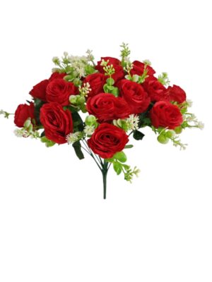 46cm 18Heads Rose Bush Red (More than 12pcs=£2.75 each)