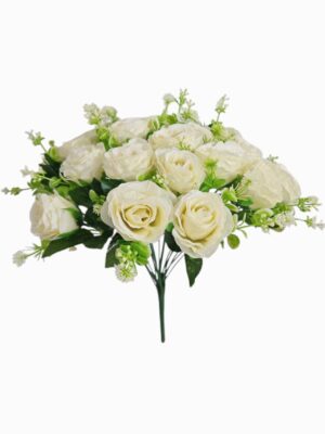 46cm 18Heads Rose Bush Cream (More than 12pcs=£2.75 each)