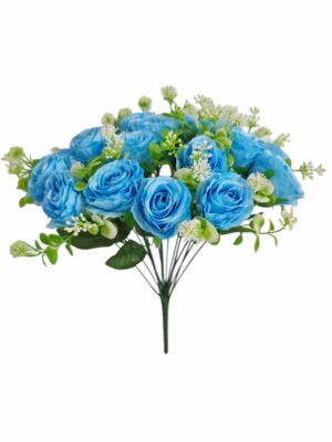 46cm 18Heads Rose Bush Blue (More than 12pcs=£2.75 each)
