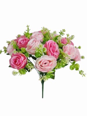 46cm 18Heads Rose Bush Pink & Light Pink (More than 12pcs=£2.75 each)