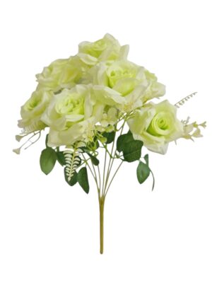 42cm Open Rose Bush with Foliage Light Green (More than 12pcs=£1.75 each)