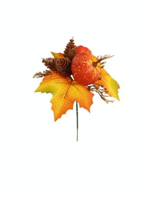 Autumn Mixed Pumpkin & Pinecone Pick Orange X12pcs ( 12 x 70p or 72 x 55p)