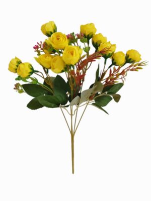 35cm Ranunculus Bush Yellow (24 Bunches/pack ) 24 x 75p or 144 x 65p