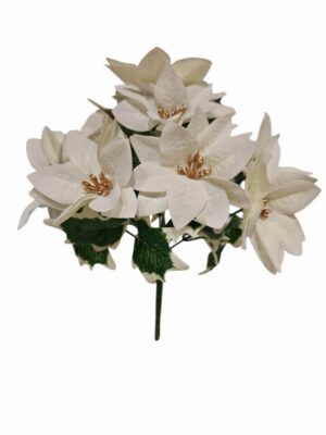 9 Heads Velvet Poinsattia Bush Ivory（More Than 12 = £1.30 each)