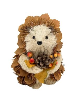 Autumn Grass Hedgehog Holding a Cone - H 18cm