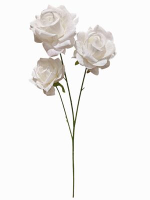3 Heads Embossed Rose Spray Ivory (24pcs or more = £0.85 each)