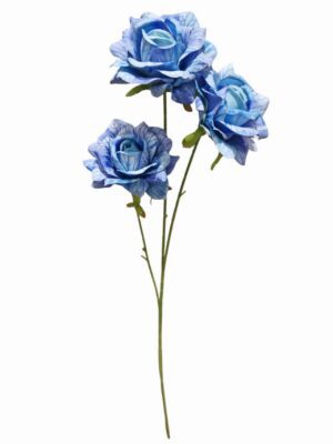 3 Heads Embossed Rose Spray Blue (24pcs or more = £0.85 each)
