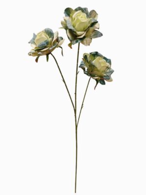 3 Heads Embossed Rose Spray Sage Green  (24pcs or more = £0.85 each)