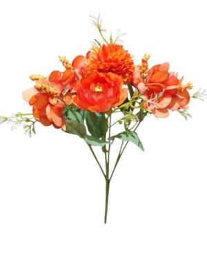 Chrysanthemum Ball & Peony Bunch Orange (More than 24 pcs = £1.5 each)