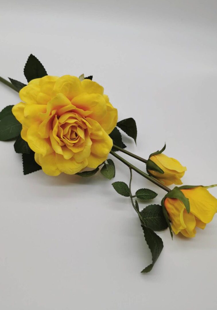 3 Head Garden Rose yellow1
