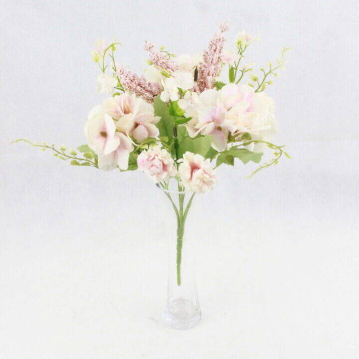 Mum and baby's breath with Hydrangea Peach pink